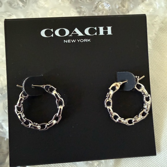 Coach Silver Chain Hoop Earrings - Picture 2 of 3